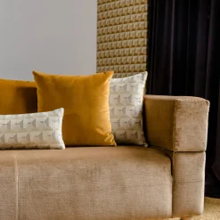 Cuscino Carrè bianco in tessuto jacquard geometrico