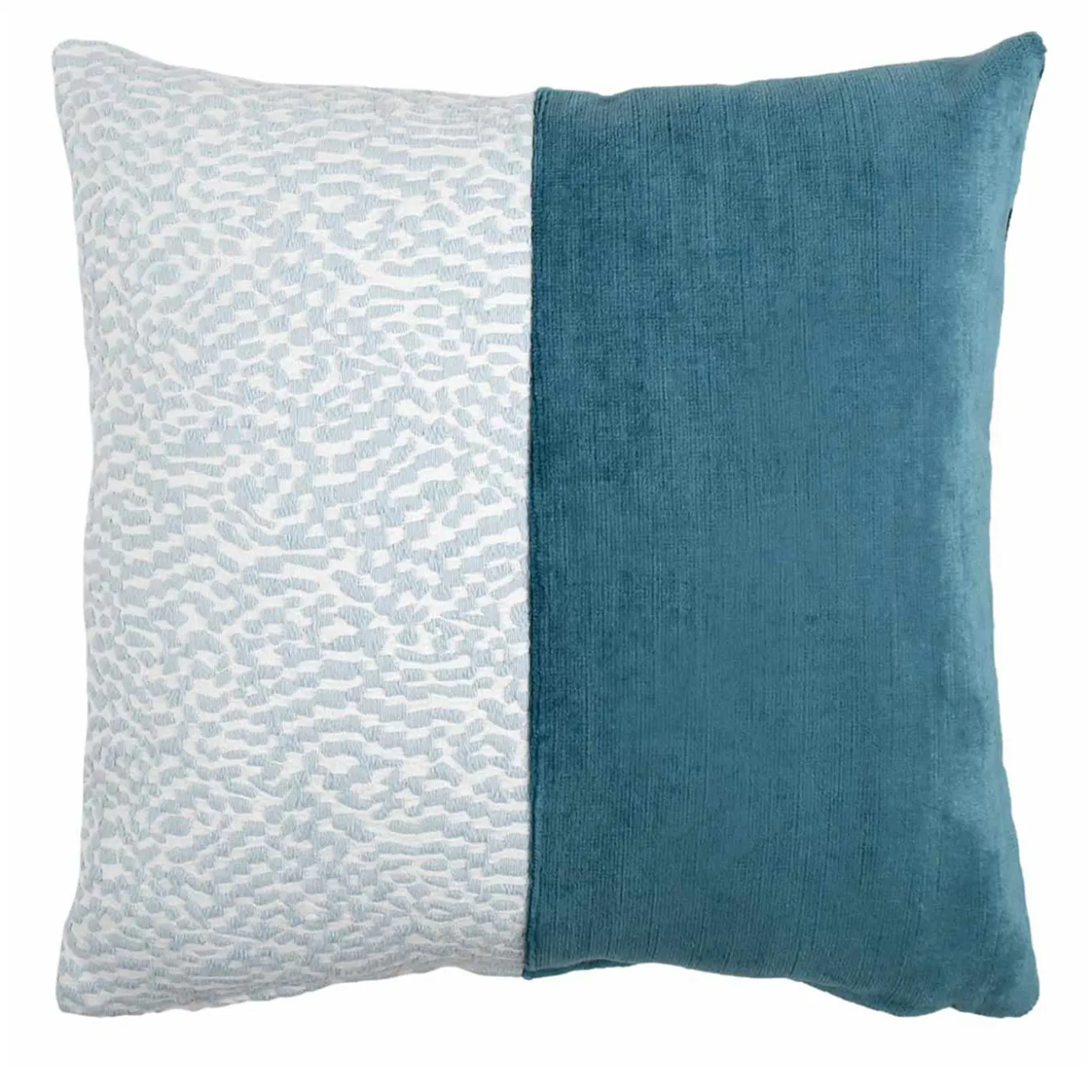 Cuscino Carrè Bis blu in Velluto di Lino e Tessuto Jacquard