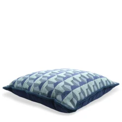 Cuscino Carrè blu in tessuto jacquard a rilievo