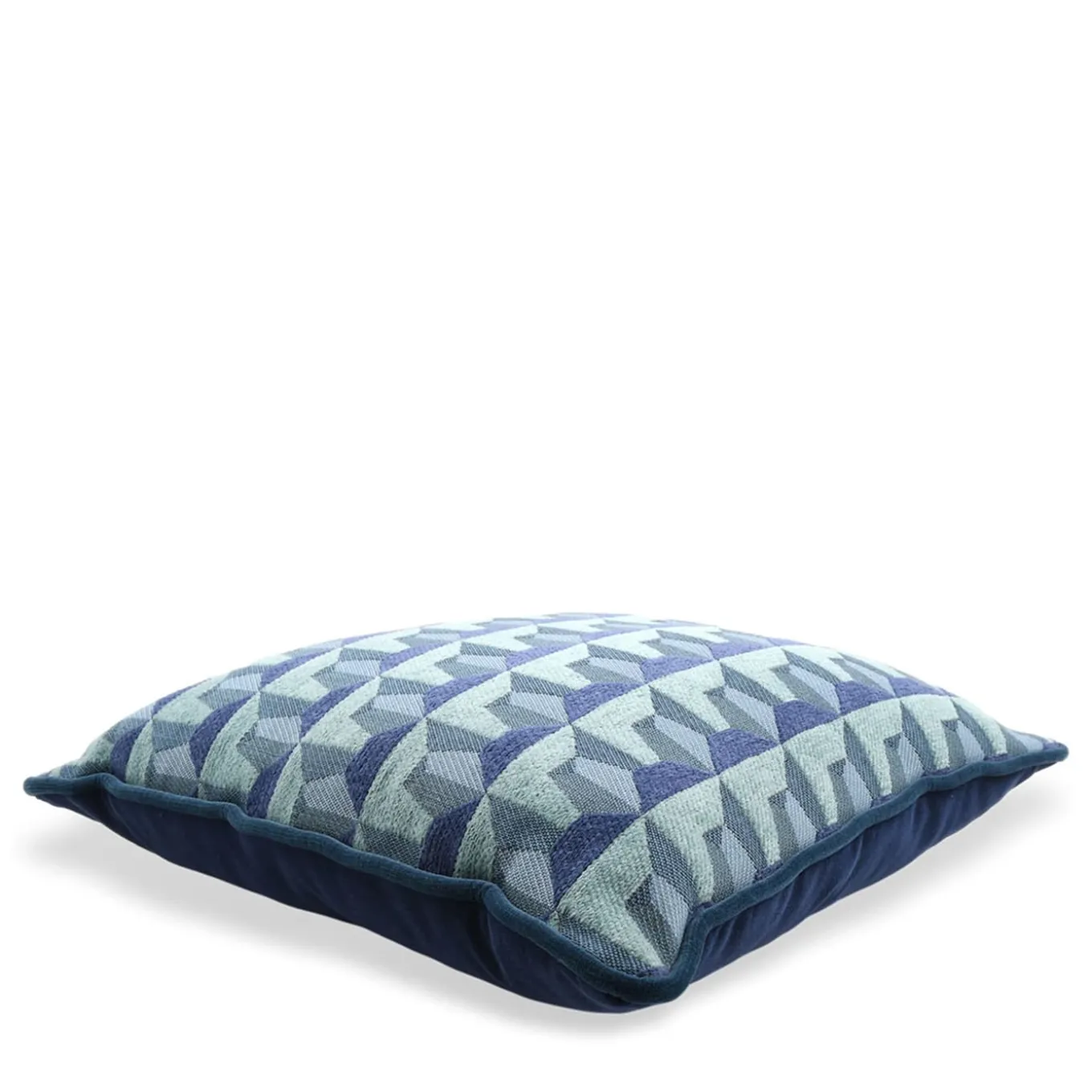 Cuscino Carrè blu in tessuto jacquard a rilievo