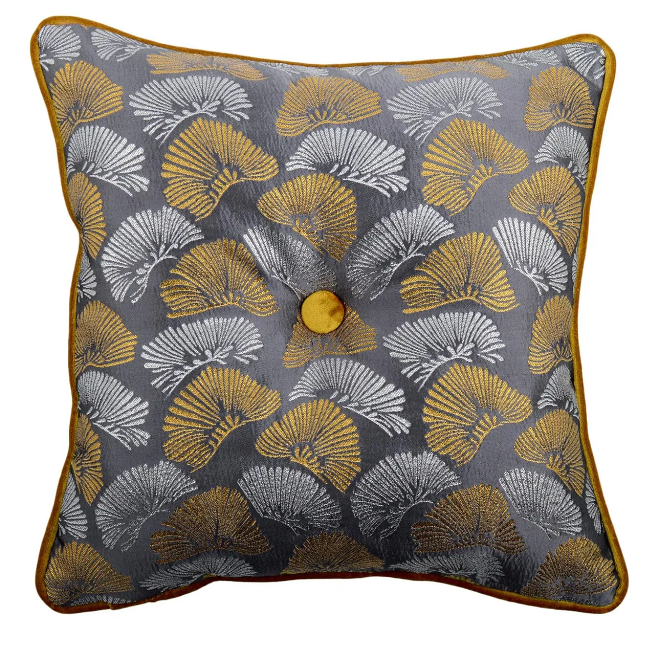 Cuscino Carrè dorato in tessuto jacquard Bloom