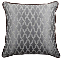 Cuscino Carrè grigio in tessuto jacquard e velluto di seta