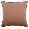 Cuscino Carré in tessuto jacquard marrone con piping in velluto