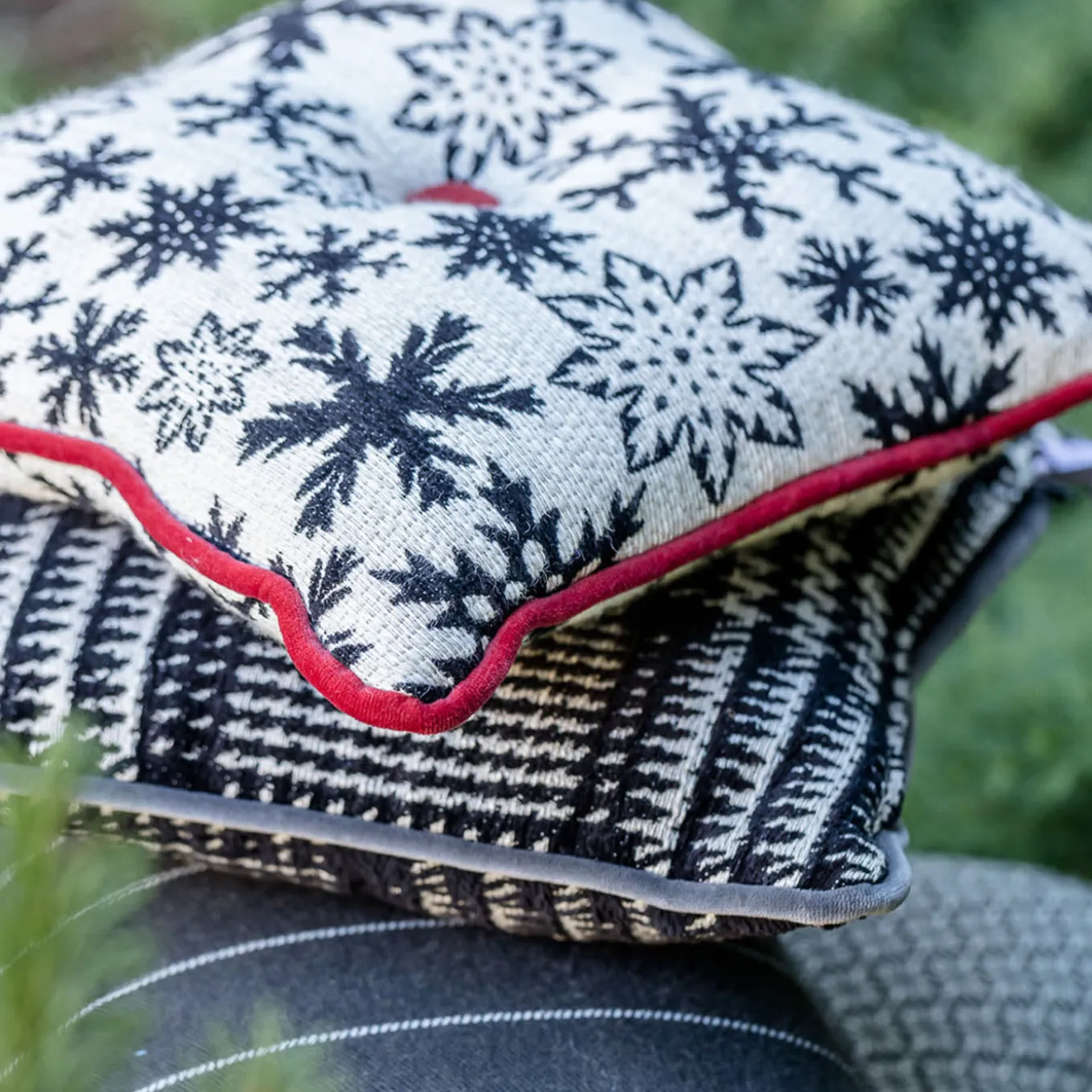 Cuscino Carré in tessuto jacquard alpino