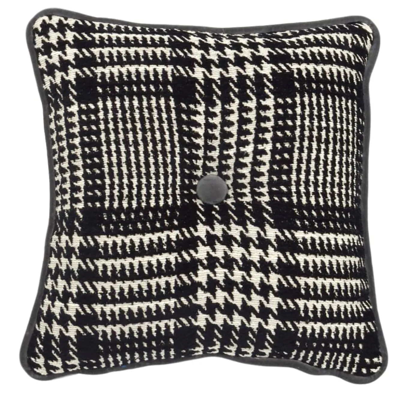 Cuscino Carré in tessuto jacquard bianco e nero Galles' Prince