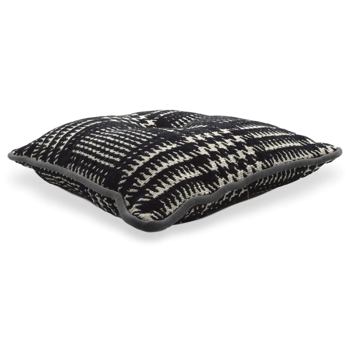 Cuscino Carré in tessuto jacquard bianco e nero Galles' Prince