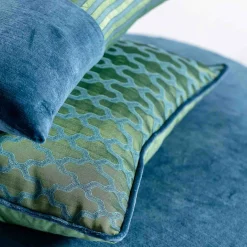 Cuscino Carrè in tessuto jacquard e velluto di lino