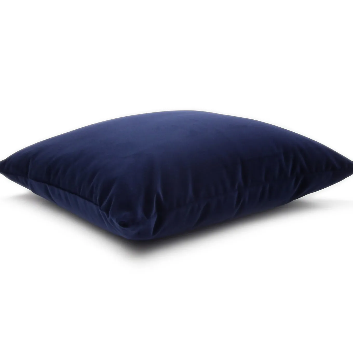 Cuscino Carrè in velluto di cotone blu