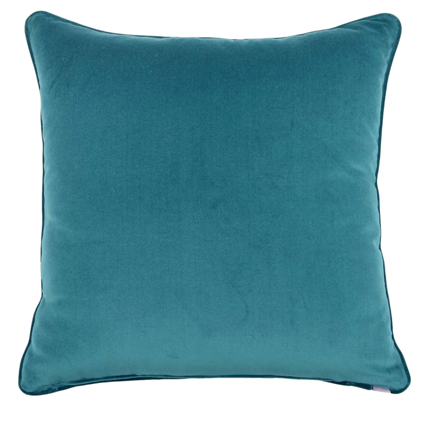 Cuscino Carrè in velluto di cotone blu-verde