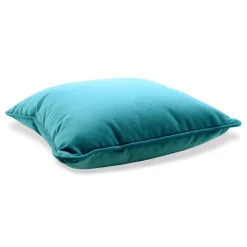 Cuscino Carrè in velluto di cotone blu-verde