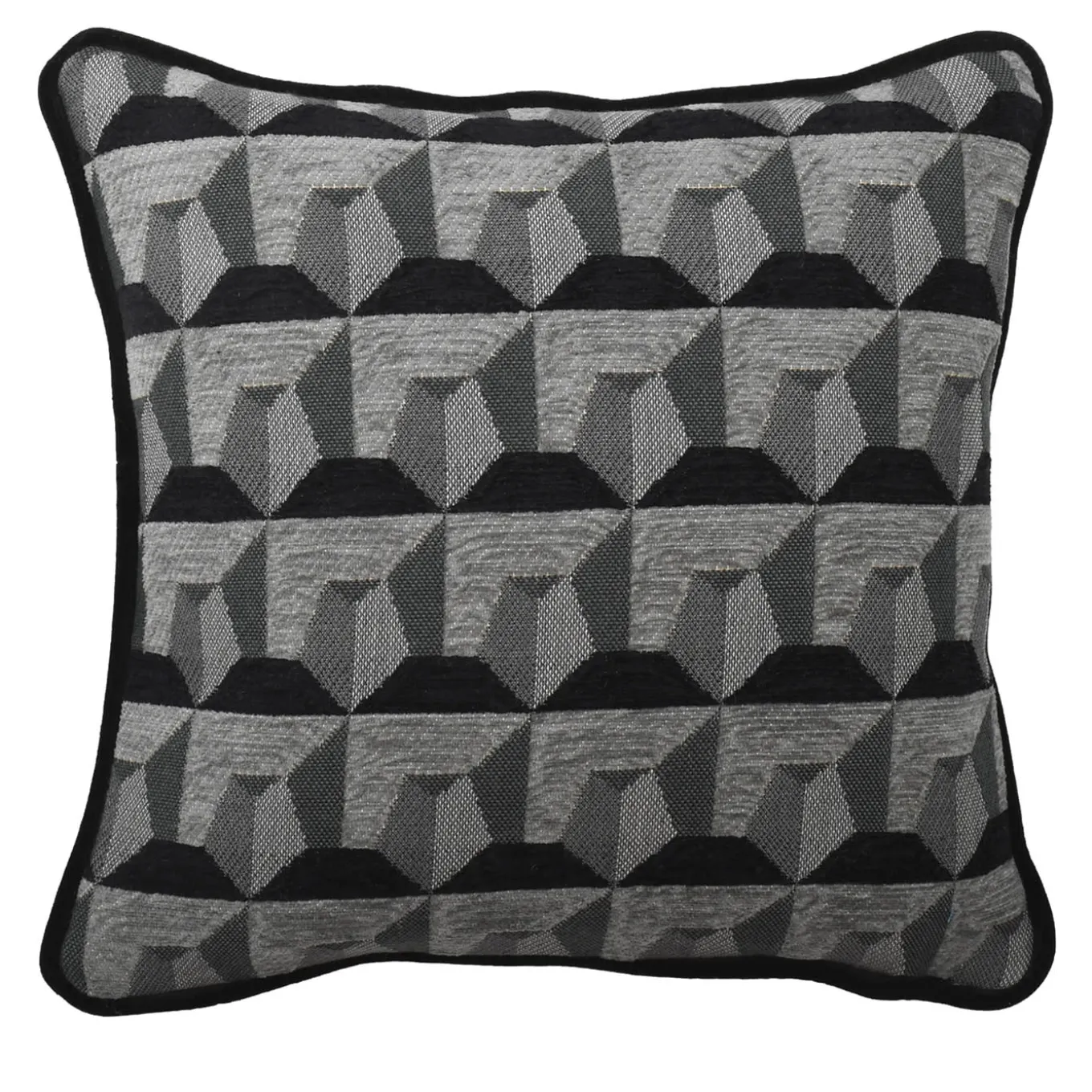 Cuscino Carrè Nero in tessuto jacquard Relief