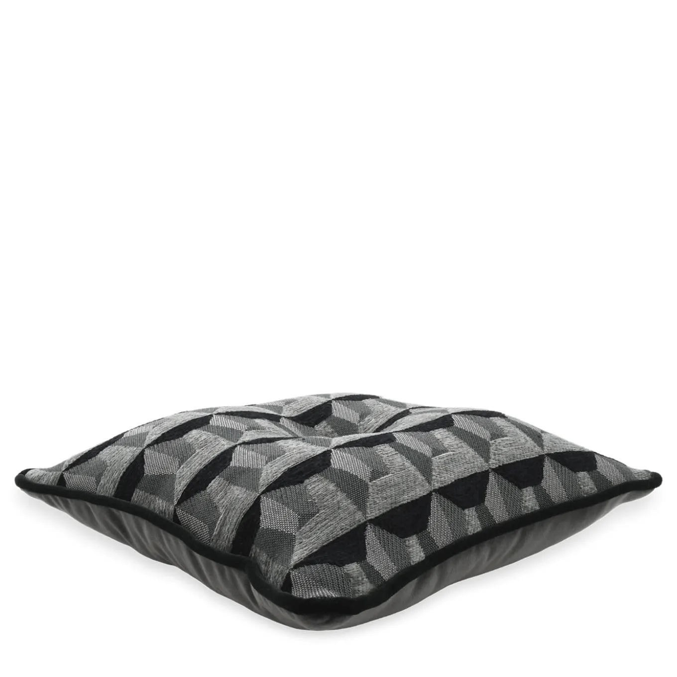 Cuscino Carrè Nero in tessuto jacquard Relief e Velluto di Cotone