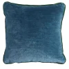 Cuscino Carrè quadrato blu in lino e velluto di seta