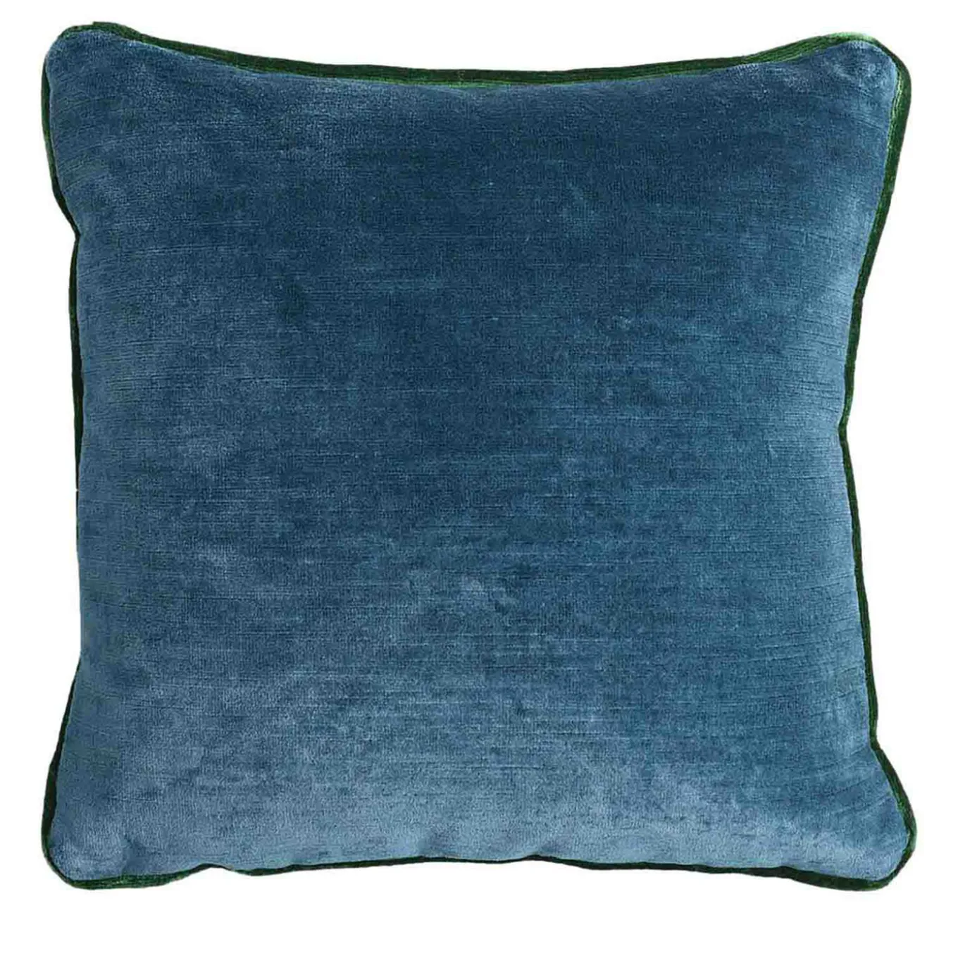 Cuscino Carrè quadrato blu in lino e velluto di seta