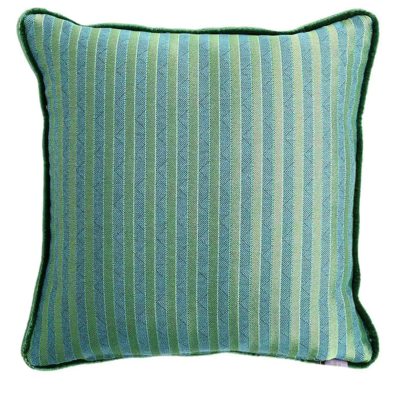 Cuscino Carrè verde in tessuto jacquard a righe