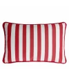 Cuscino da esterno Happy a righe bianche e rosse