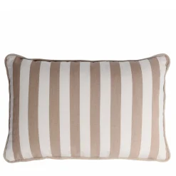 Cuscino da esterno Happy a righe bianche e beige