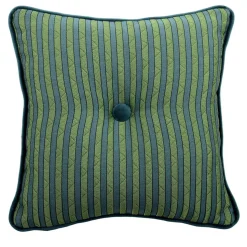 Cuscino Emerald Carré in tessuto jacquard a righe e velluto di seta