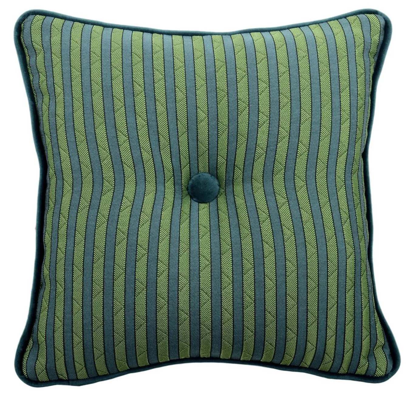 Cuscino Emerald Carré in tessuto jacquard a righe e velluto di seta