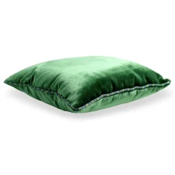 Cuscino Emerald Carrè in velluto di seta e tessuto jacquard