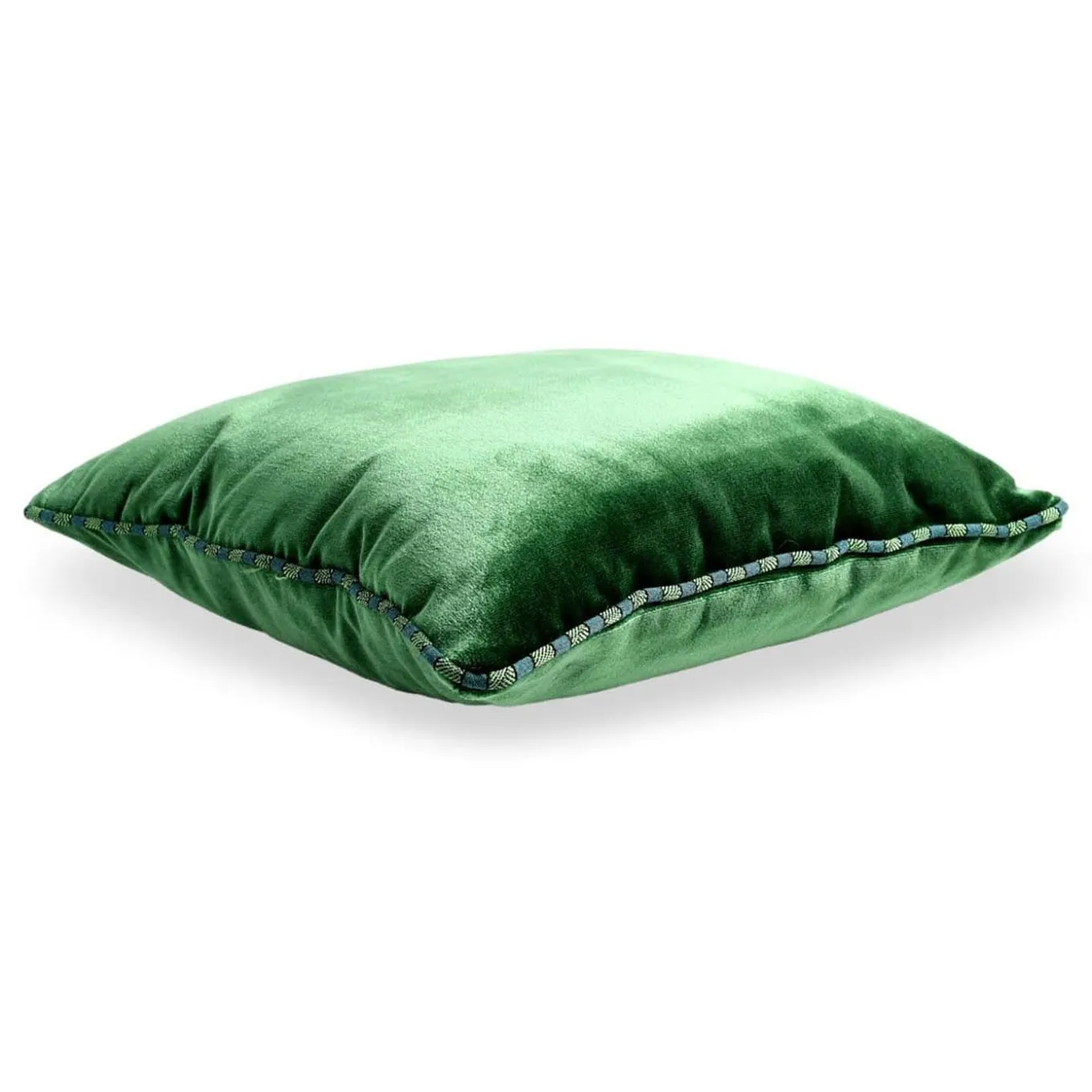 Cuscino Emerald Carrè in velluto di seta e tessuto jacquard