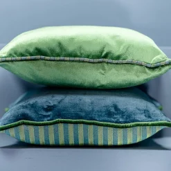 Cuscino Emerald Carrè in velluto di seta e tessuto jacquard