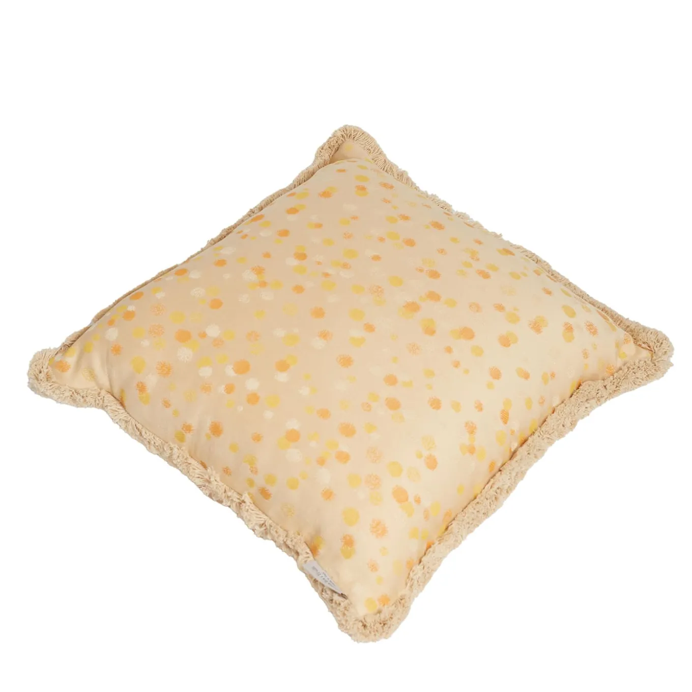 Cuscino grande con frange color crema e giallo