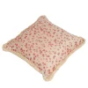 Cuscino grande con frange rosse e fucsia