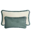 Cuscino Happy in velluto bianco e verde verde acqua per coppie