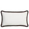 Cuscino Happy rettangolare in velluto bianco con frange marroni