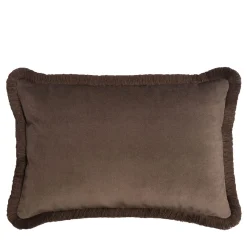 Cuscino Happy rettangolare marrone con frange