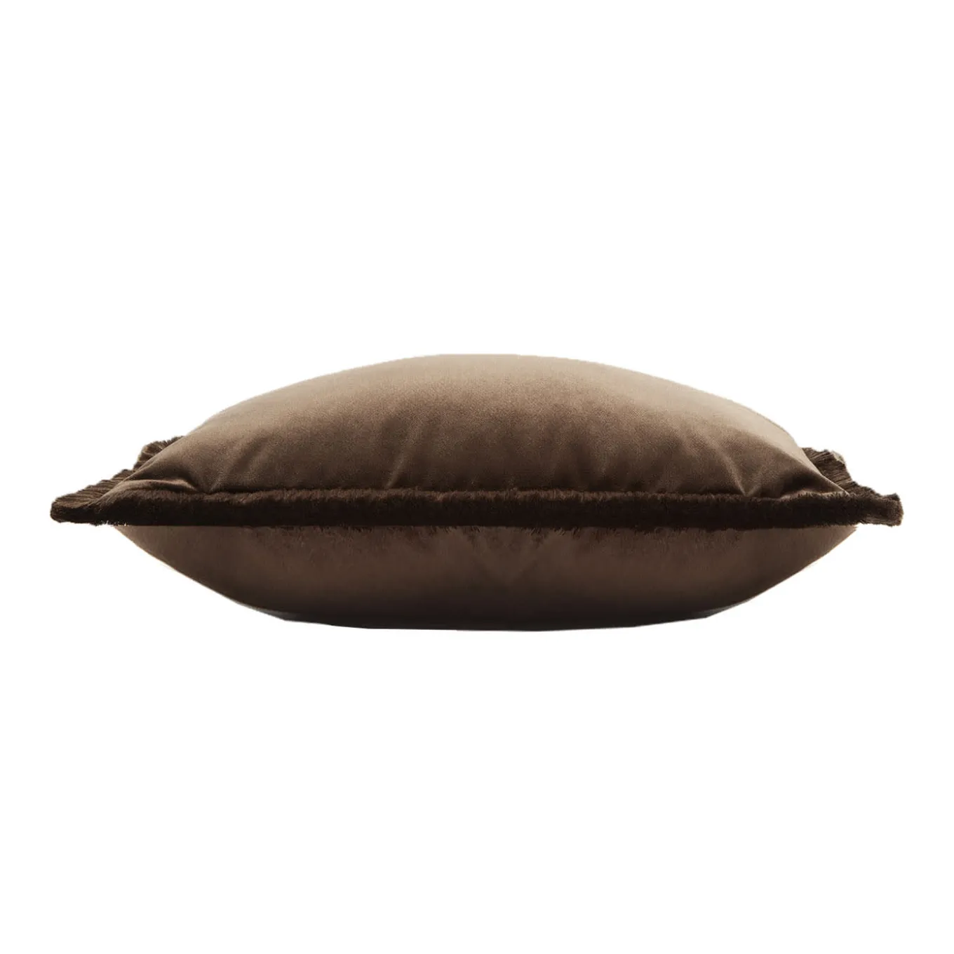 Cuscino Happy rettangolare marrone con frange