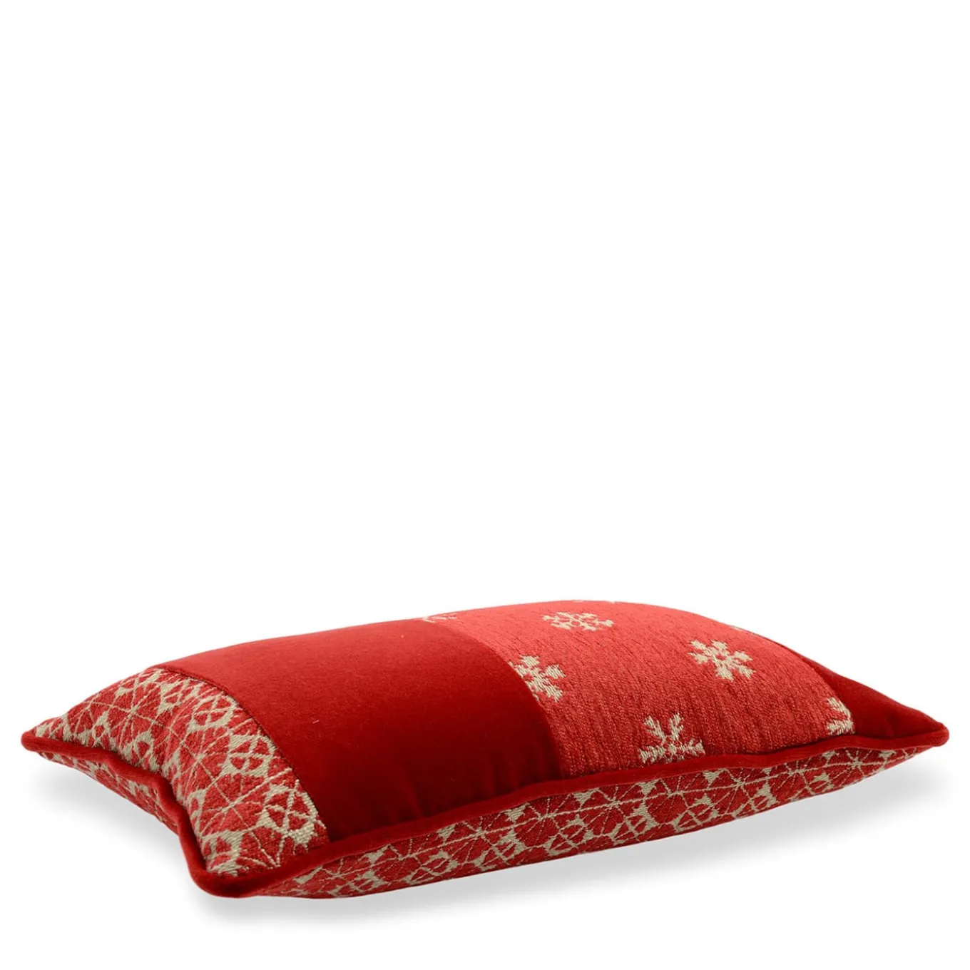 Cuscino in tessuto jacquard e velluto di cotone Red Bandè