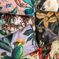 Cuscino in velluto Animalia con zebra e fiori gialli