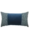 Cuscino in velluto rettangolare blu con banda reverse Filigrana Comete