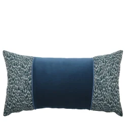 Cuscino in velluto rettangolare blu con banda reverse Filigrana Comete