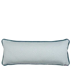 Cuscino Longue Azzurro in Tessuto Jacquard e Velluto di Lino