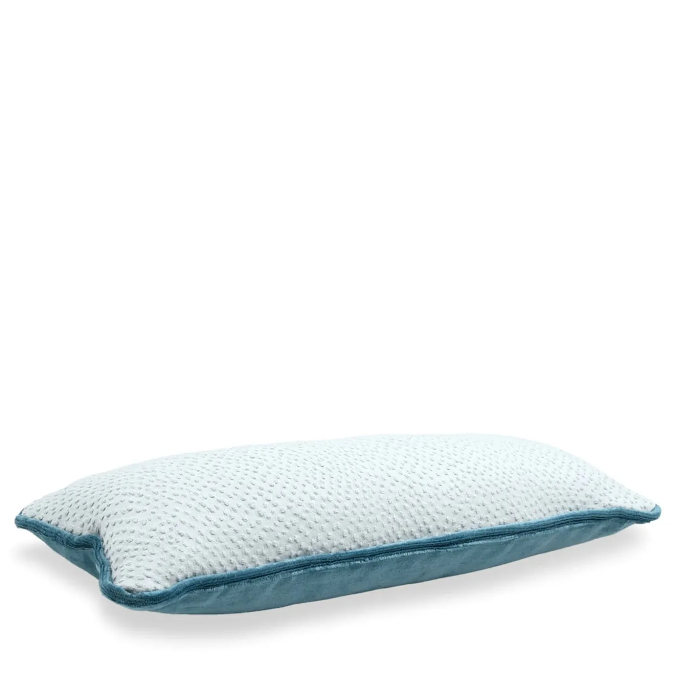 Cuscino Longue Azzurro in Tessuto Jacquard e Velluto di Lino