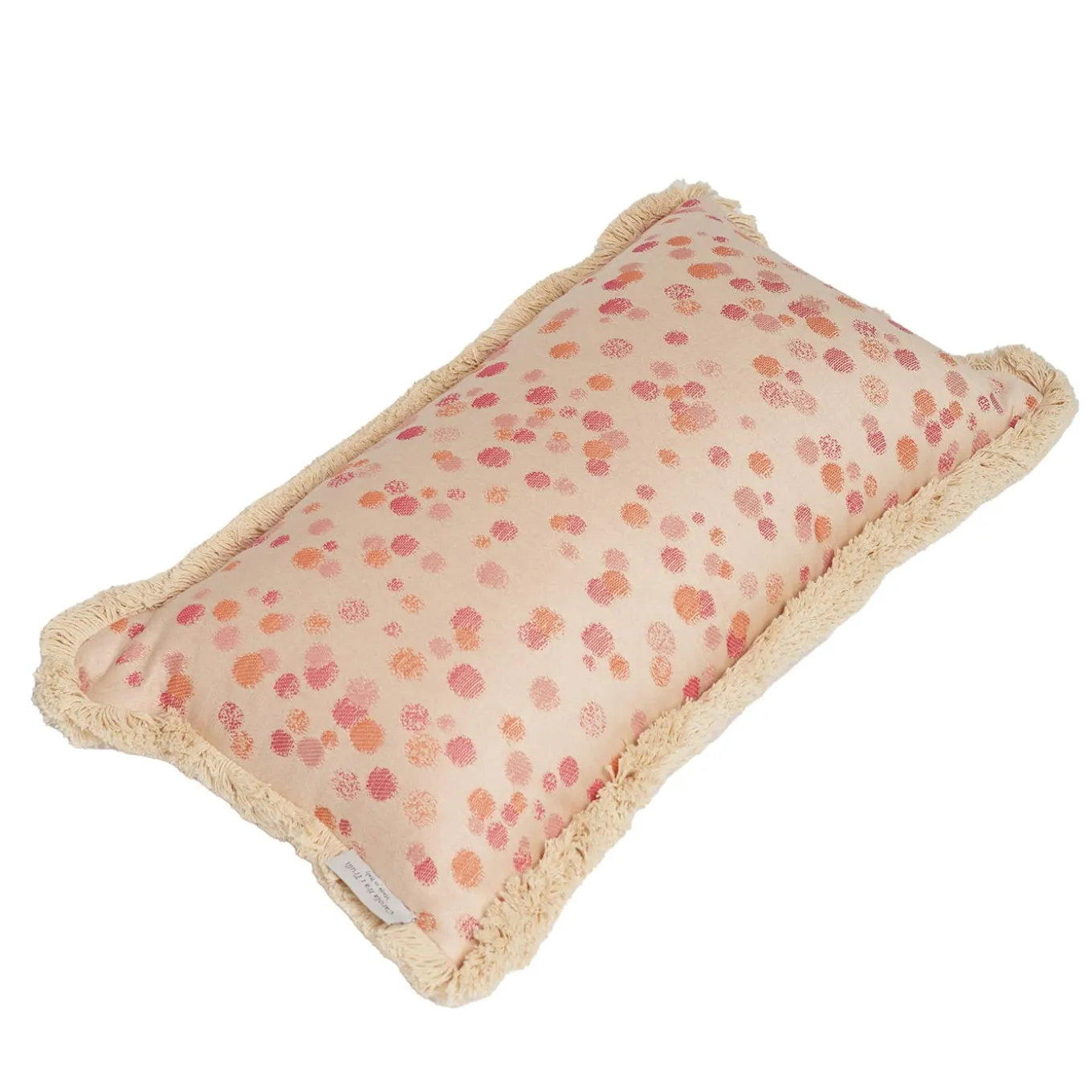 Cuscino piccolo con frange di rosa e corallo