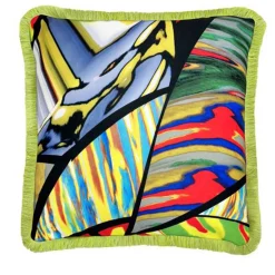 Cuscino quadrato con frange Crazy Glass di Carlo Rampazzi