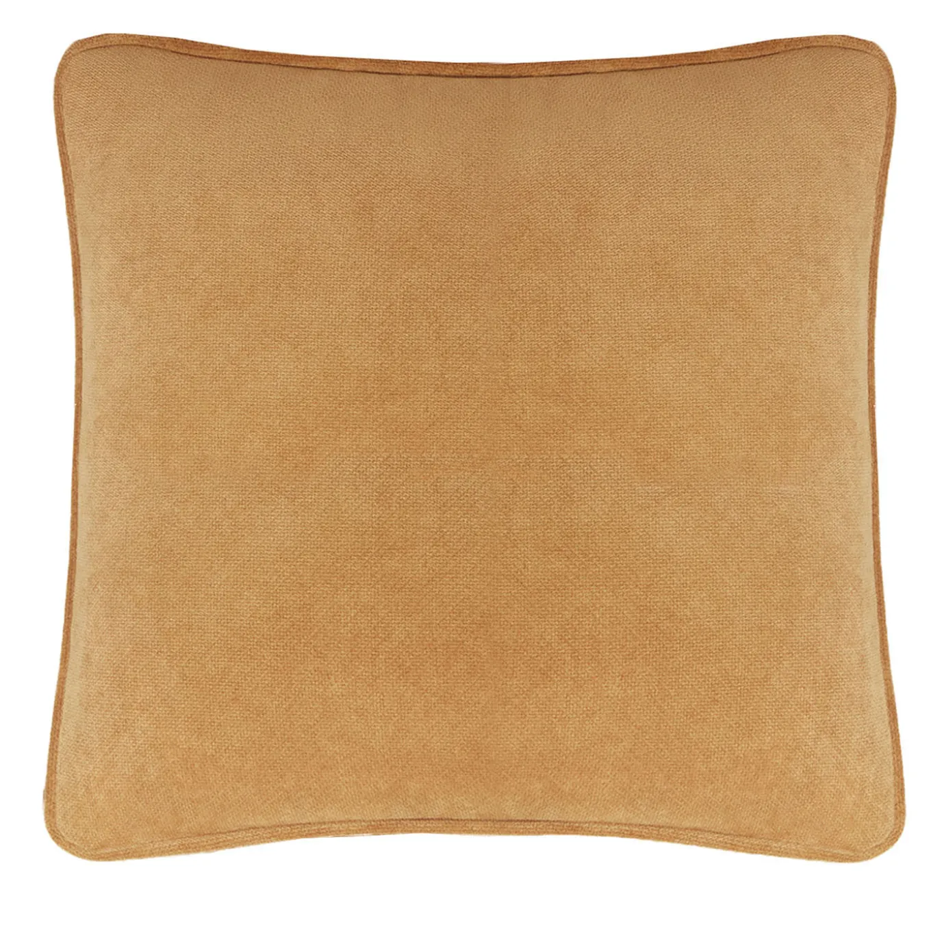 Cuscino quadrato Happy Frame in velluto color cammello
