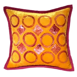 Cuscino Quadrato In Velluto Rosa Con Cerchi