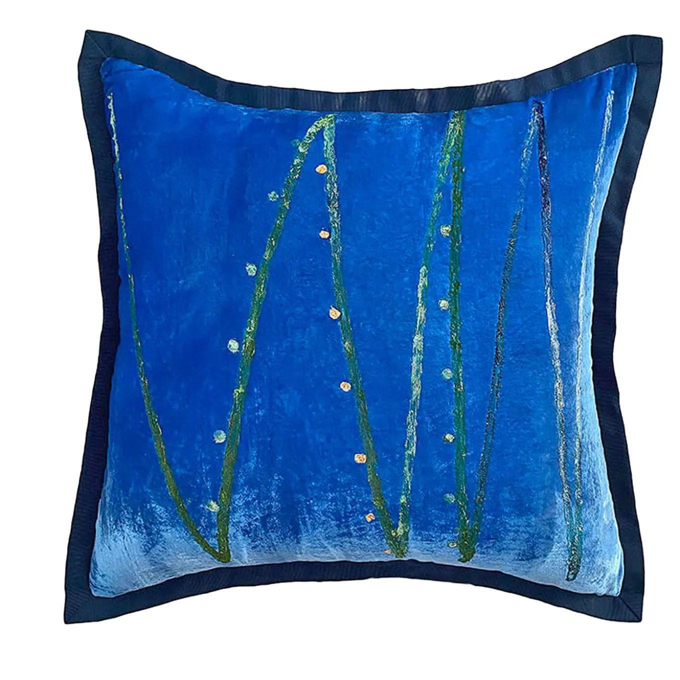 Cuscino Quadrato In Velluto Blu