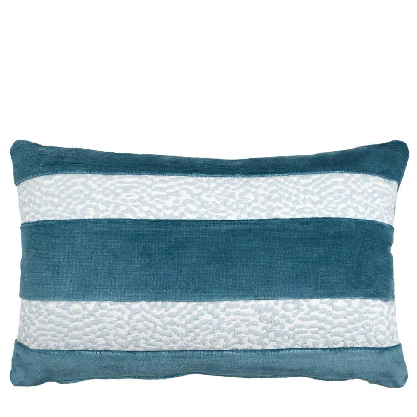 Cuscino rettangolare a inserti Elle in Tessuto Jacquard e Velluto di Lino