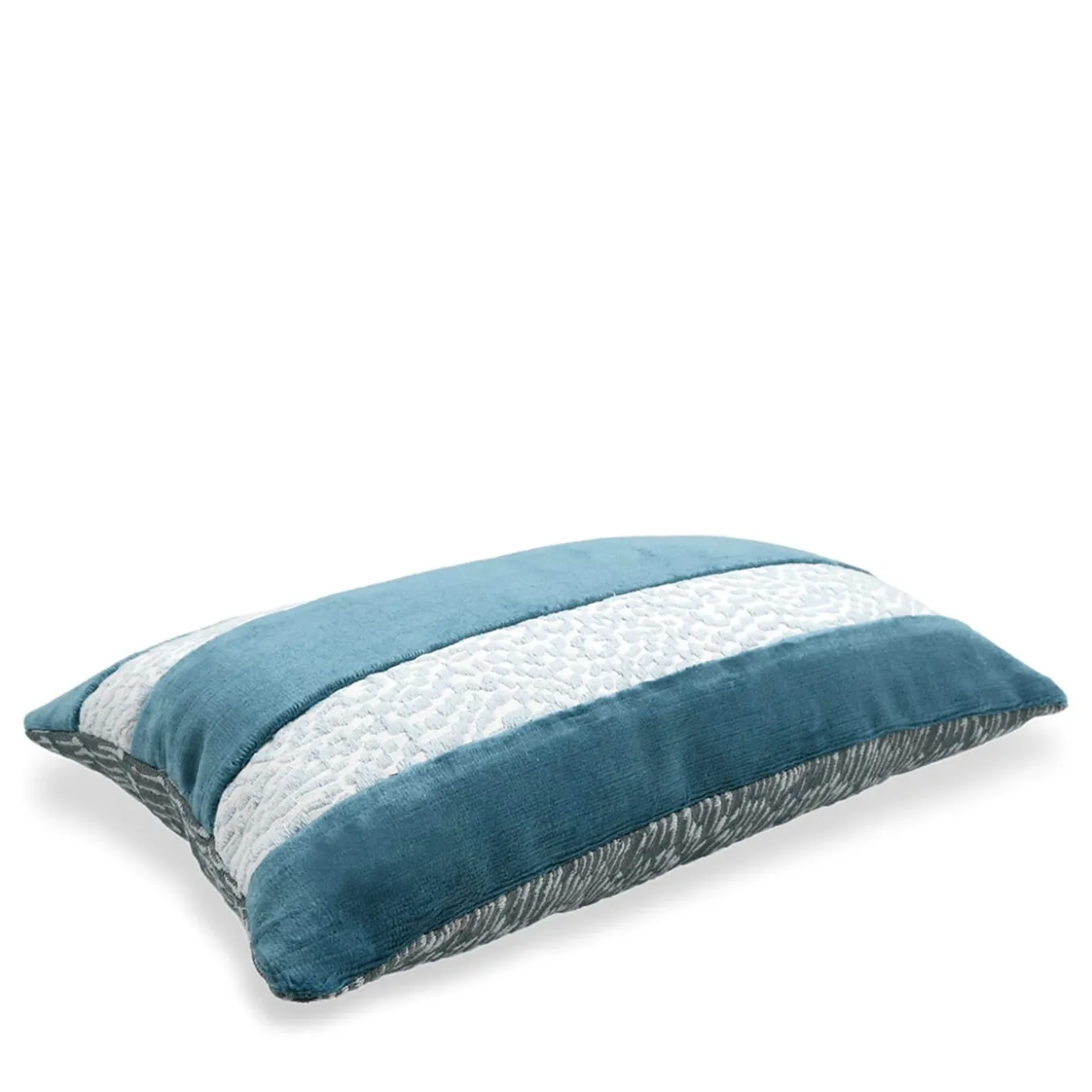 Cuscino rettangolare a inserti Elle in Tessuto Jacquard e Velluto di Lino