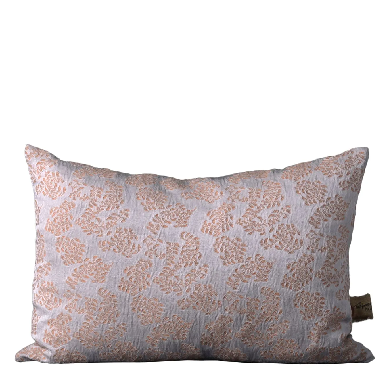Cuscino rettangolare Murcia in jacquard argentato e marrone con motivo floreale