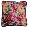 Cuscino reversibile in fantasia floreale e velluto bordeaux