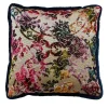 Cuscino reversibile in velluto blu notte e fantasia floreale