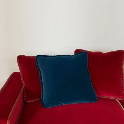Cuscino reversibile in velluto blu notte e fantasia floreale
