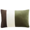 Cuscino triplo in velluto marrone e verde